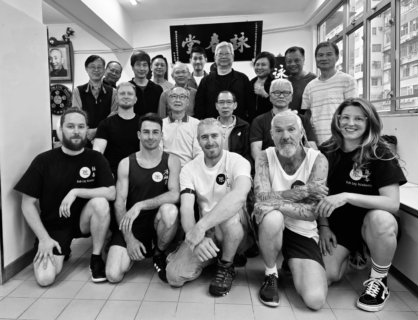 Pratiquants de la Rob Ley Academy réunis à la Ving Tsun Athletic Association à Hong Kong